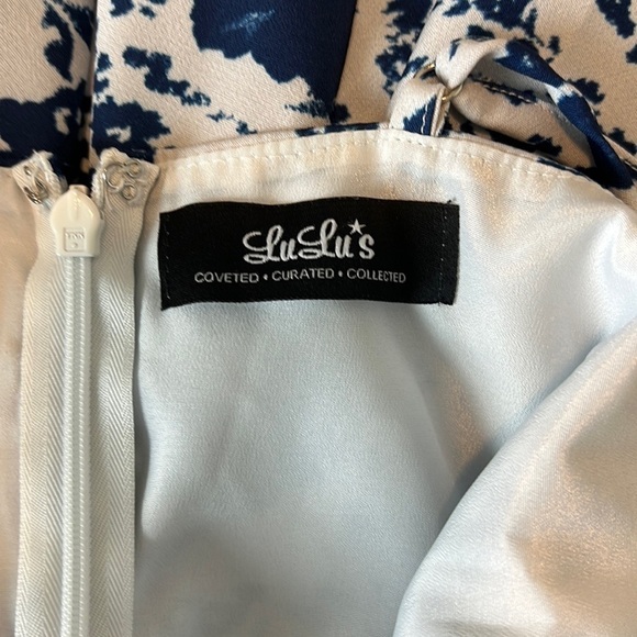 Lulu’s In Living Splendor Summer Blue Floral Fit & Flare Dress Size Large - Picture 7 of 11